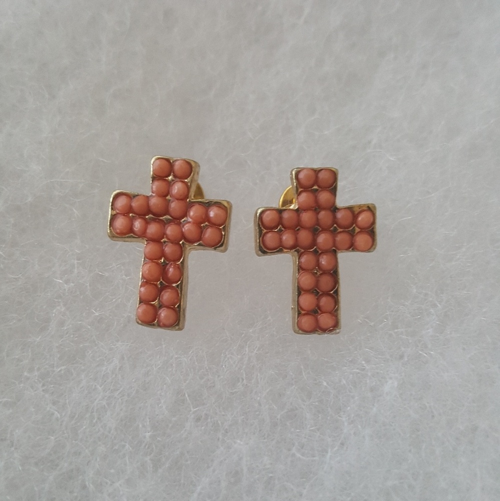 💲🩷⬇️ Earrings Beaded Coral & Gold